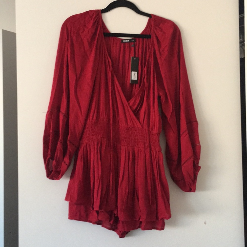 Burgundy mini romper